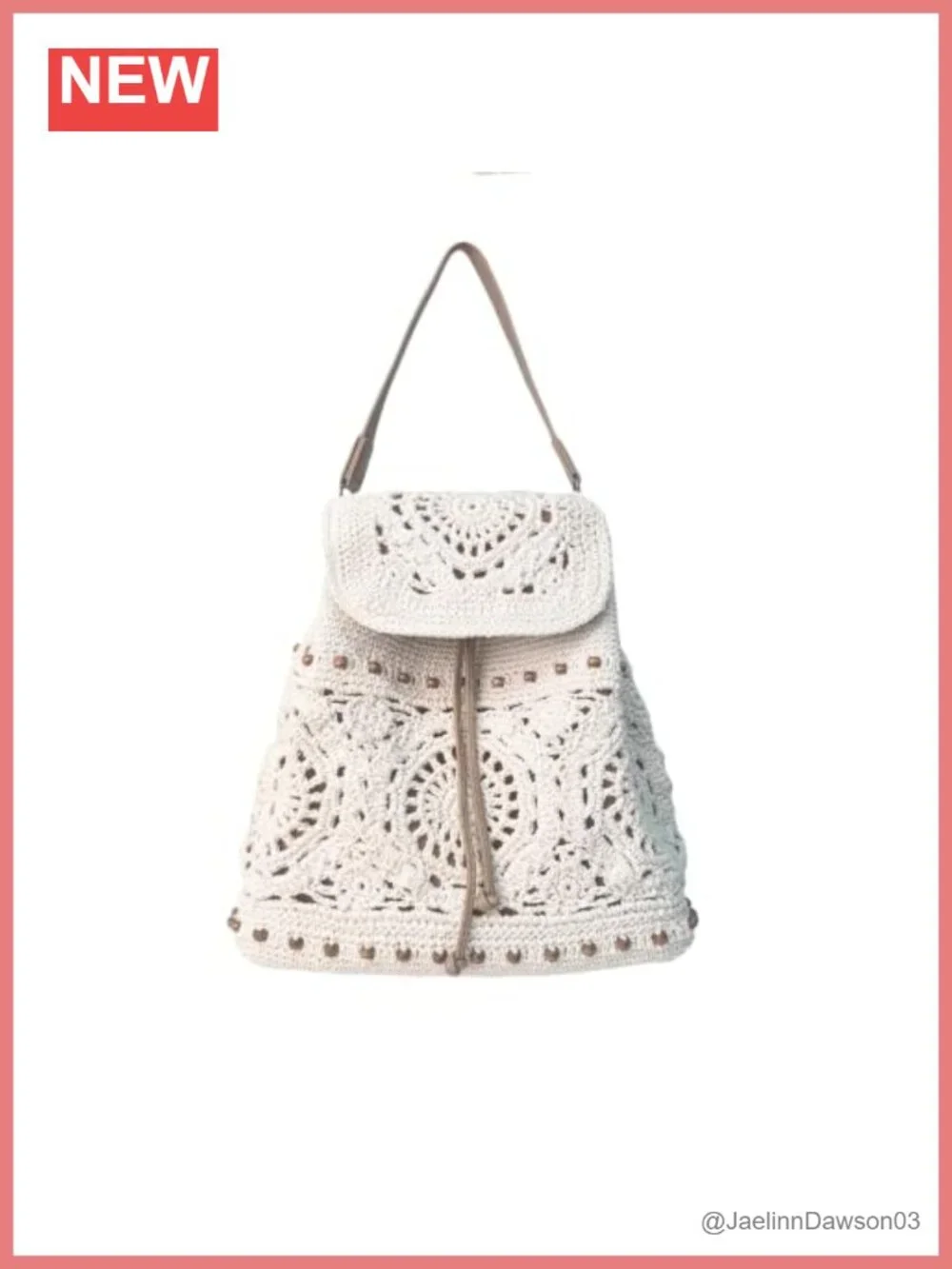 Handcrafted Crochet Backpack Women Boho Rucksack Cotton Rope Adjustable Straps
